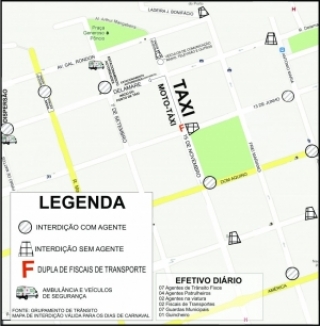 Mapa de interdição das vias para o Carnaval Cultural de Corumbá