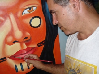 Pinturas de Pedro Guilherme possuem conceito da cultura indígena